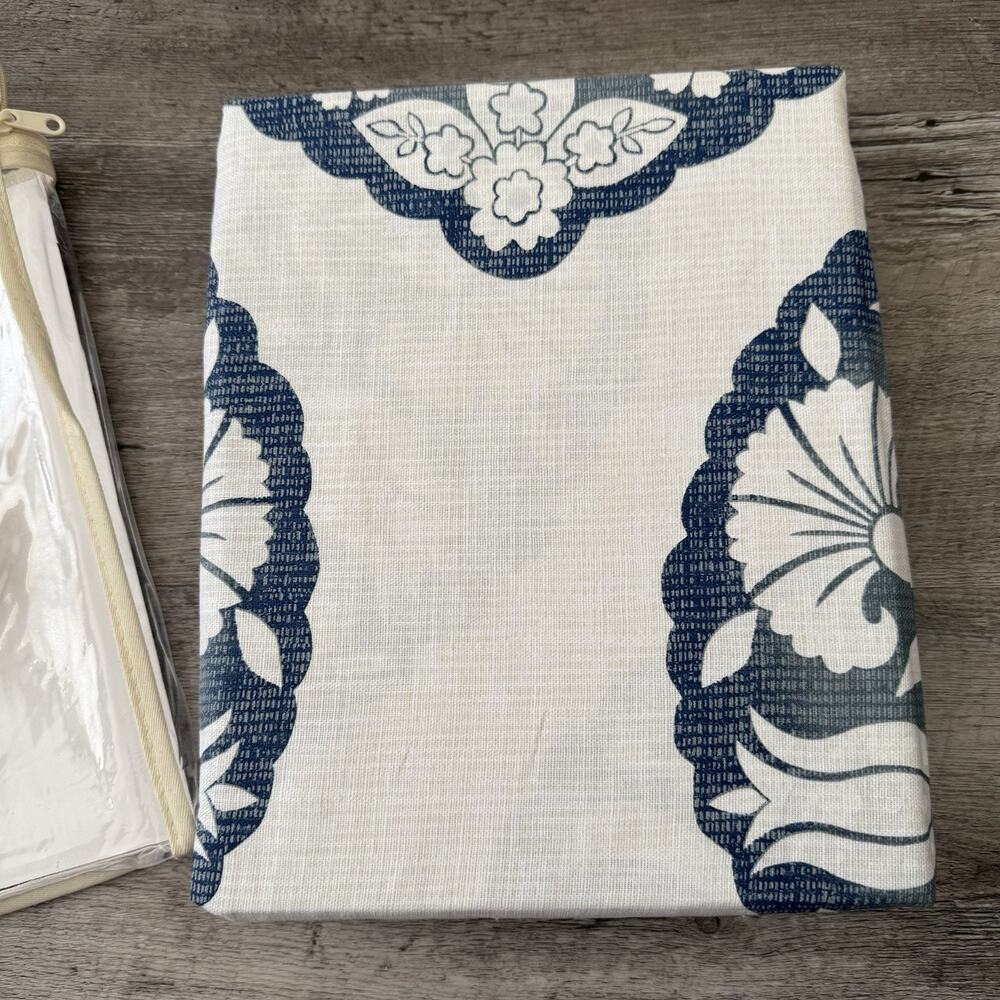 Southern Living Hayden Shower Curtain Blue Gray Floral Medallion Cotton NEW